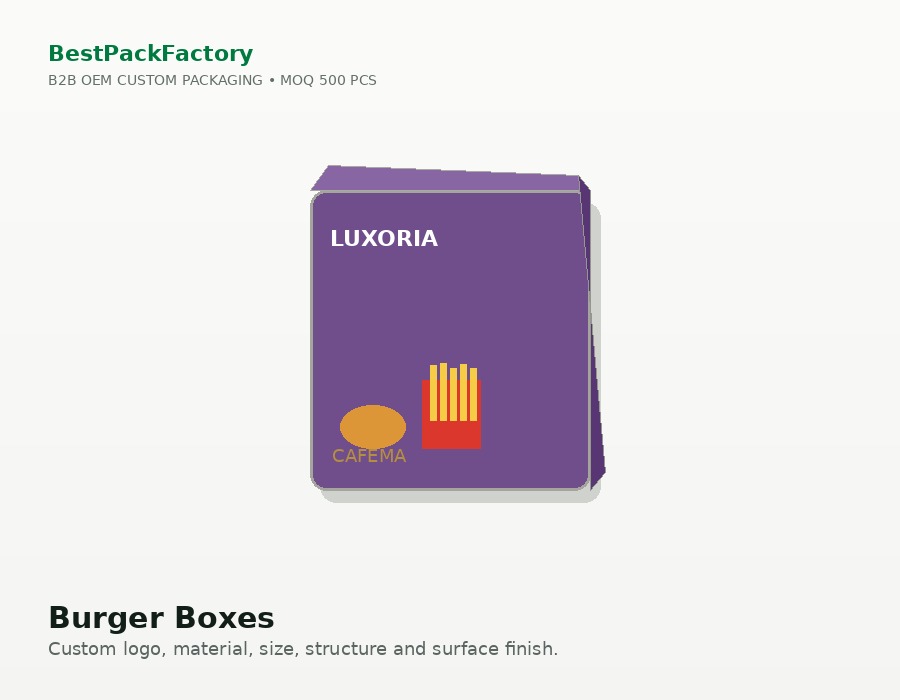 Burger Boxes manufacturer MOQ 500 PCS