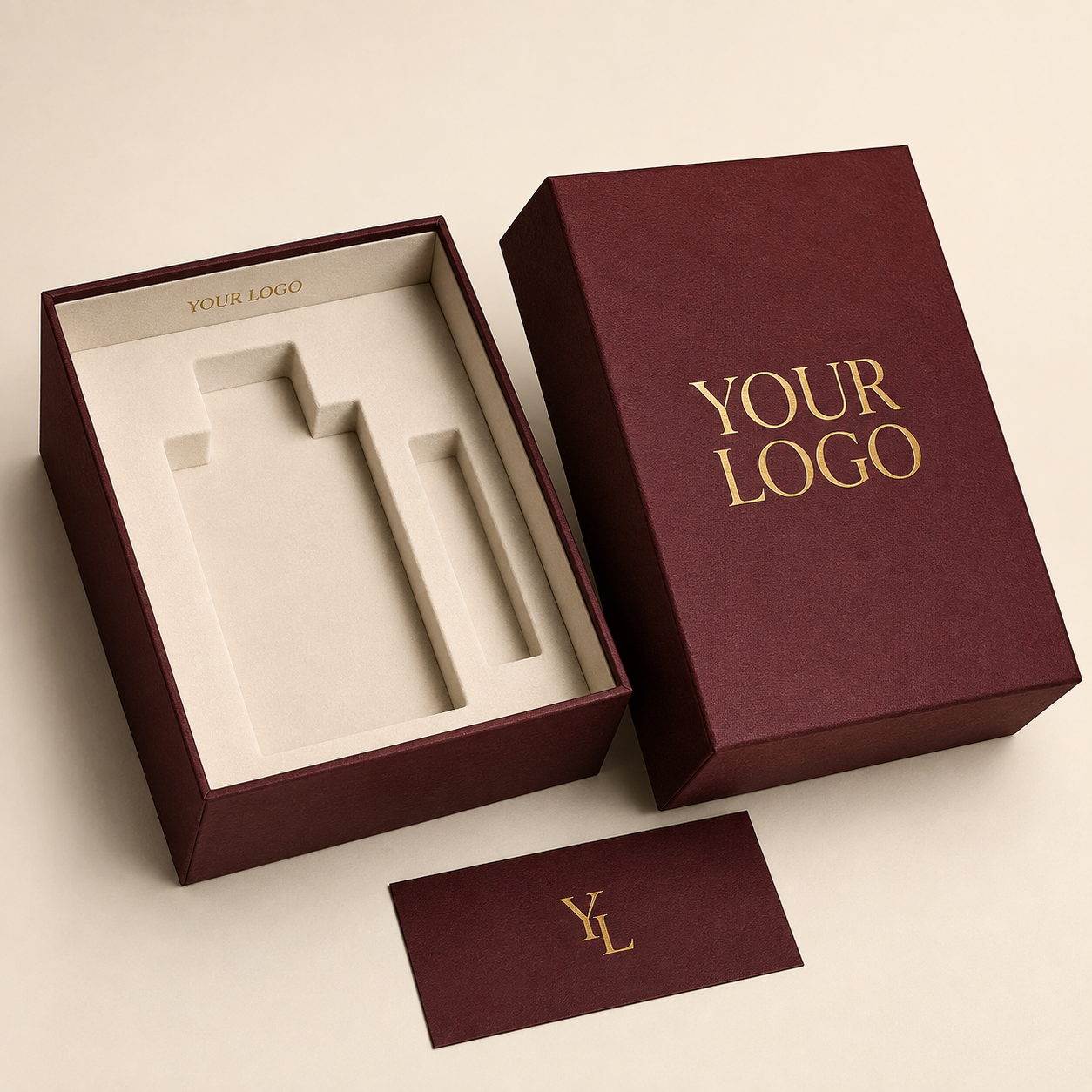 Custom Perfume Packaging Boxes with Gold Foil Logo & Flocked Inserts factory customization example