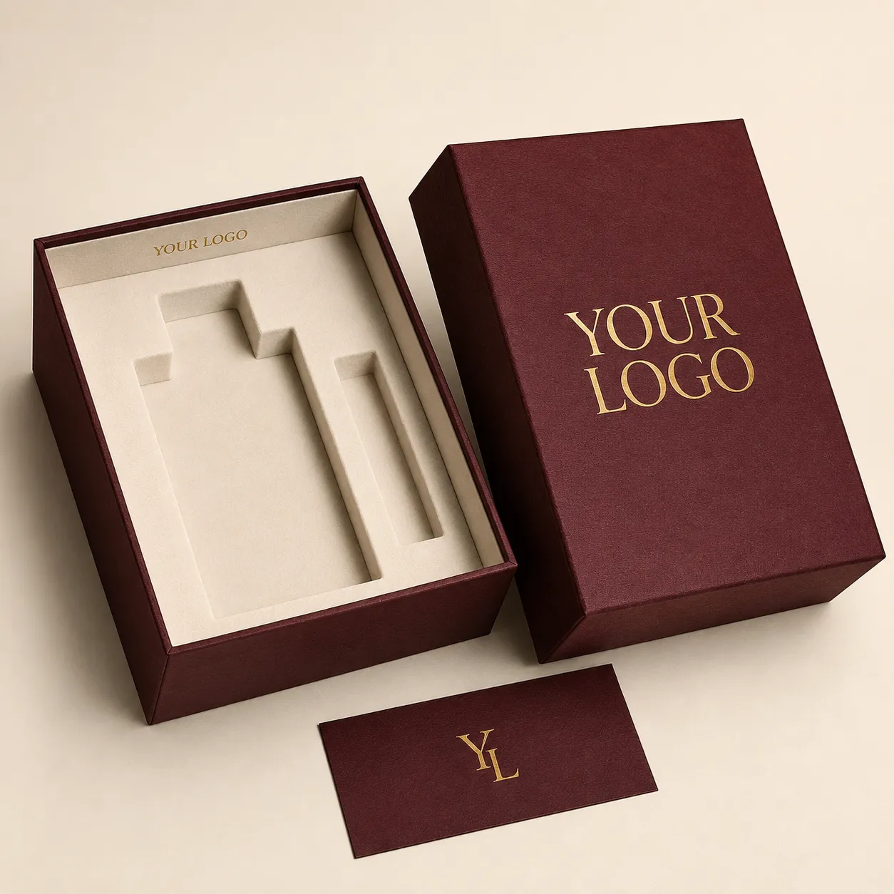 Cajas de Perfume Personalizadas con Logotipo en Foil Dorado e Insertos Flocados