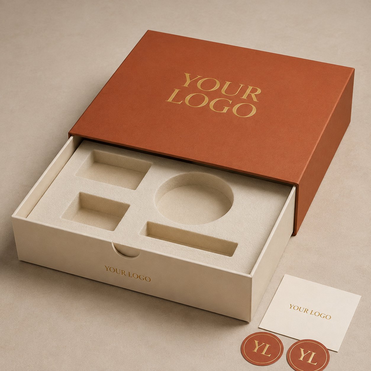 Custom Luxury Rigid Drawer Boxes with Gold Foil Logo & EVA Inserts factory customization example