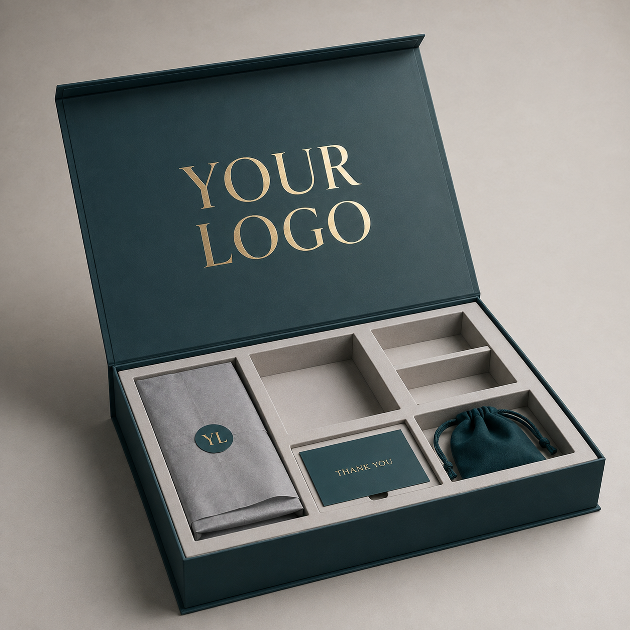 Custom PR Boxes for Influencer Kits with Multi-Compartment Inserts factory customization example