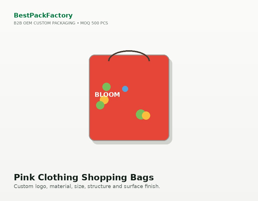 Pink Clothing Shopping Bags manufacturer MOQ 500 PCS