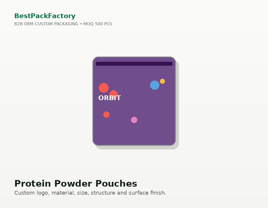 Protein Powder Pouches manufacturer MOQ 500 PCS