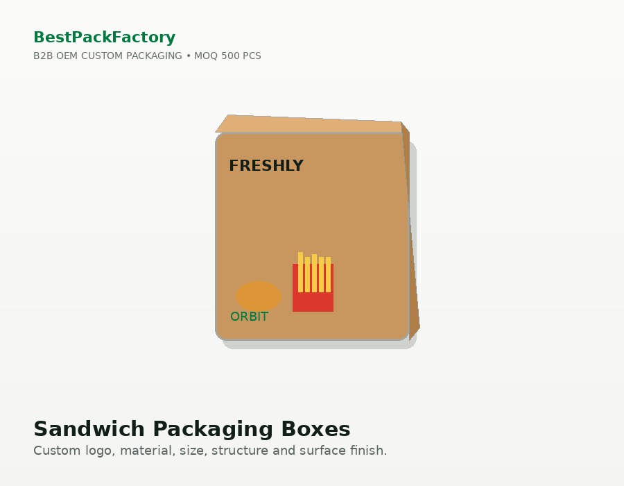 Sandwich Packaging Boxes manufacturer MOQ 500 PCS